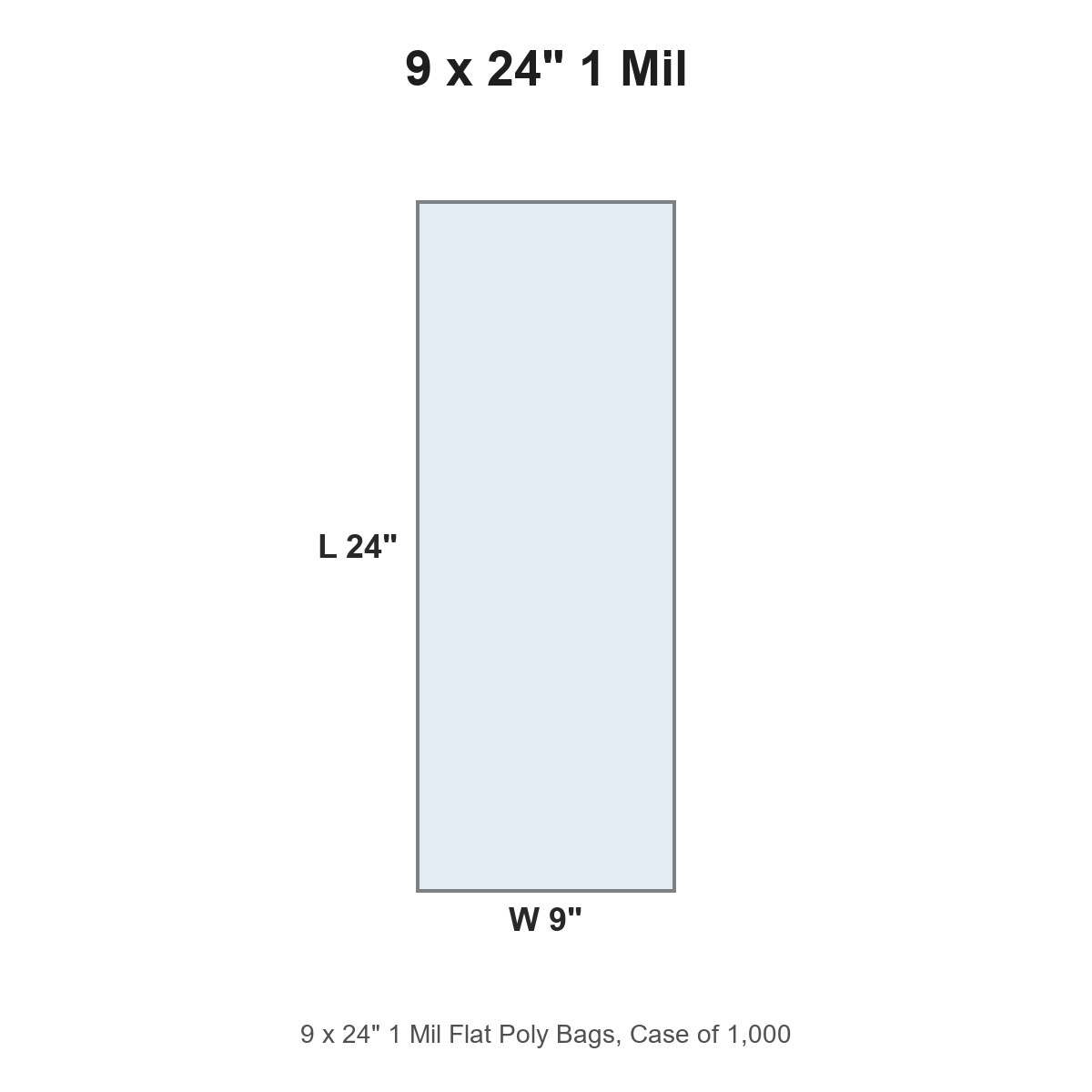 9 x 24" 1 Mil Flat Poly Bags