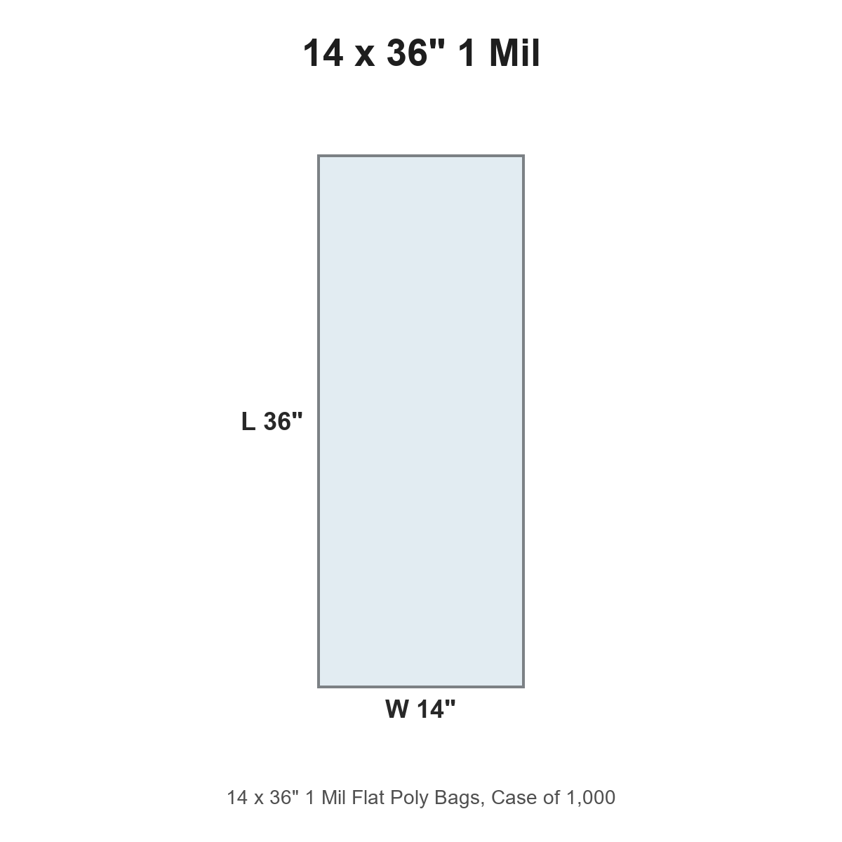 14 x 36" 1 Mil Flat Poly Bags