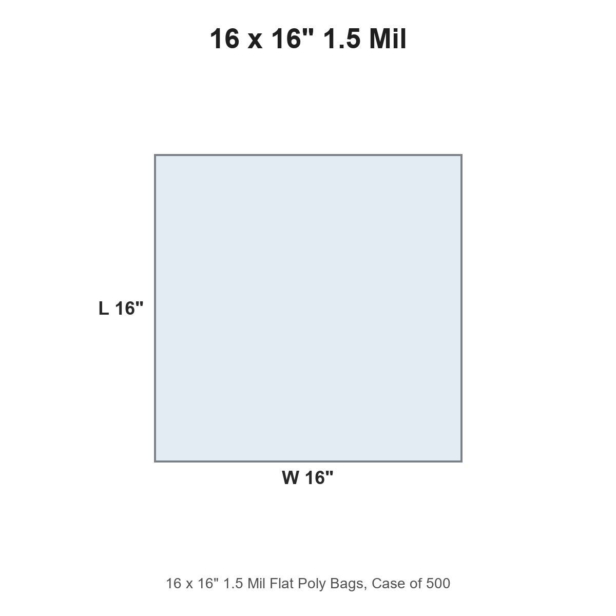 16 x 16" 1.5 Mil Flat Poly Bags