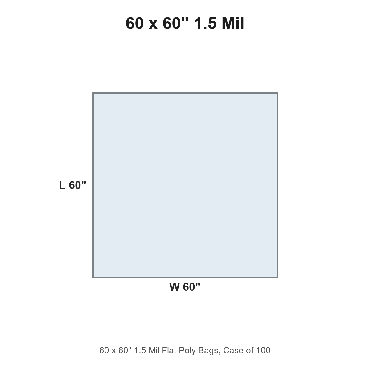 60 x 60" 1.5 Mil Flat Poly Bags