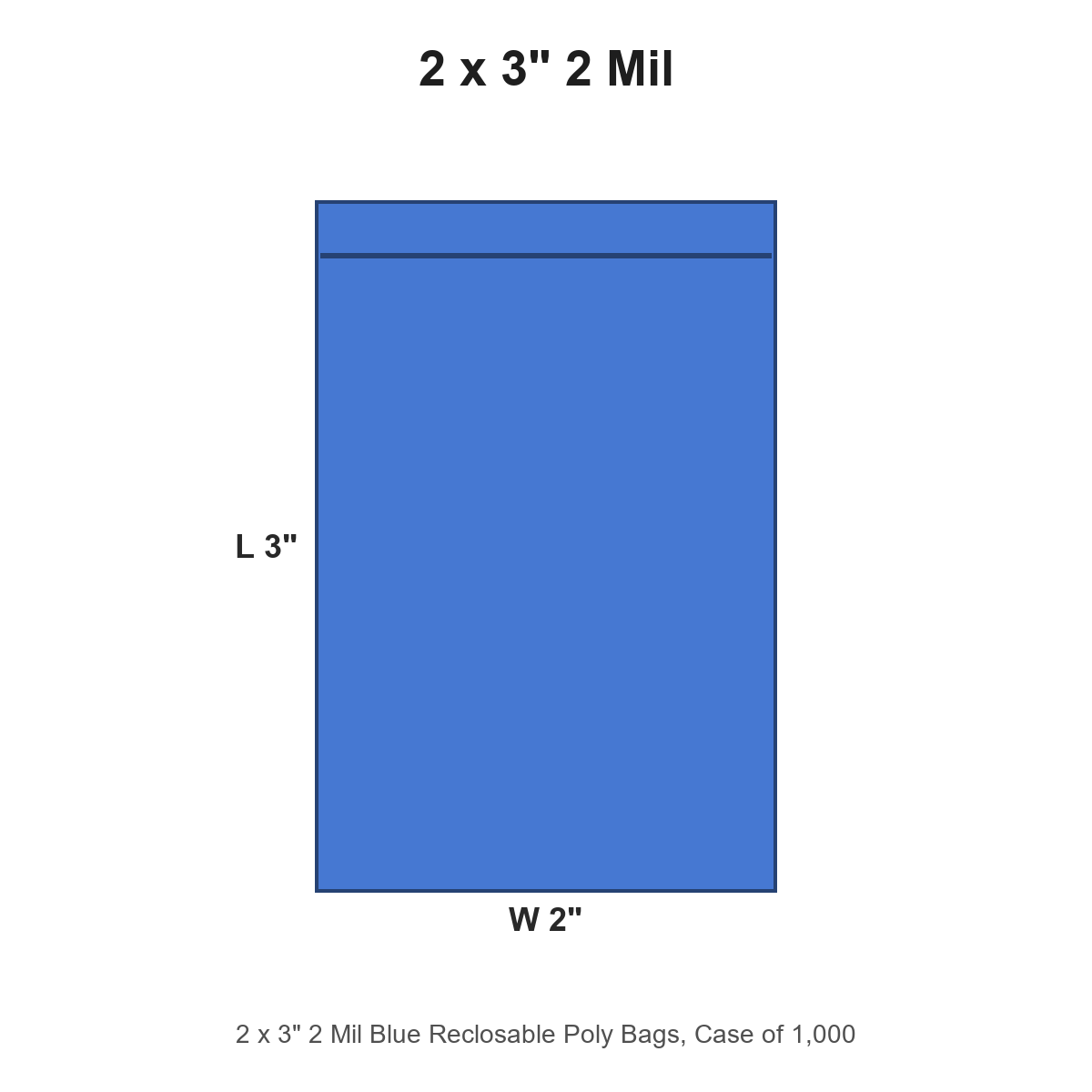 2 x 3" 2 Mil Blue Reclosable Poly Bags