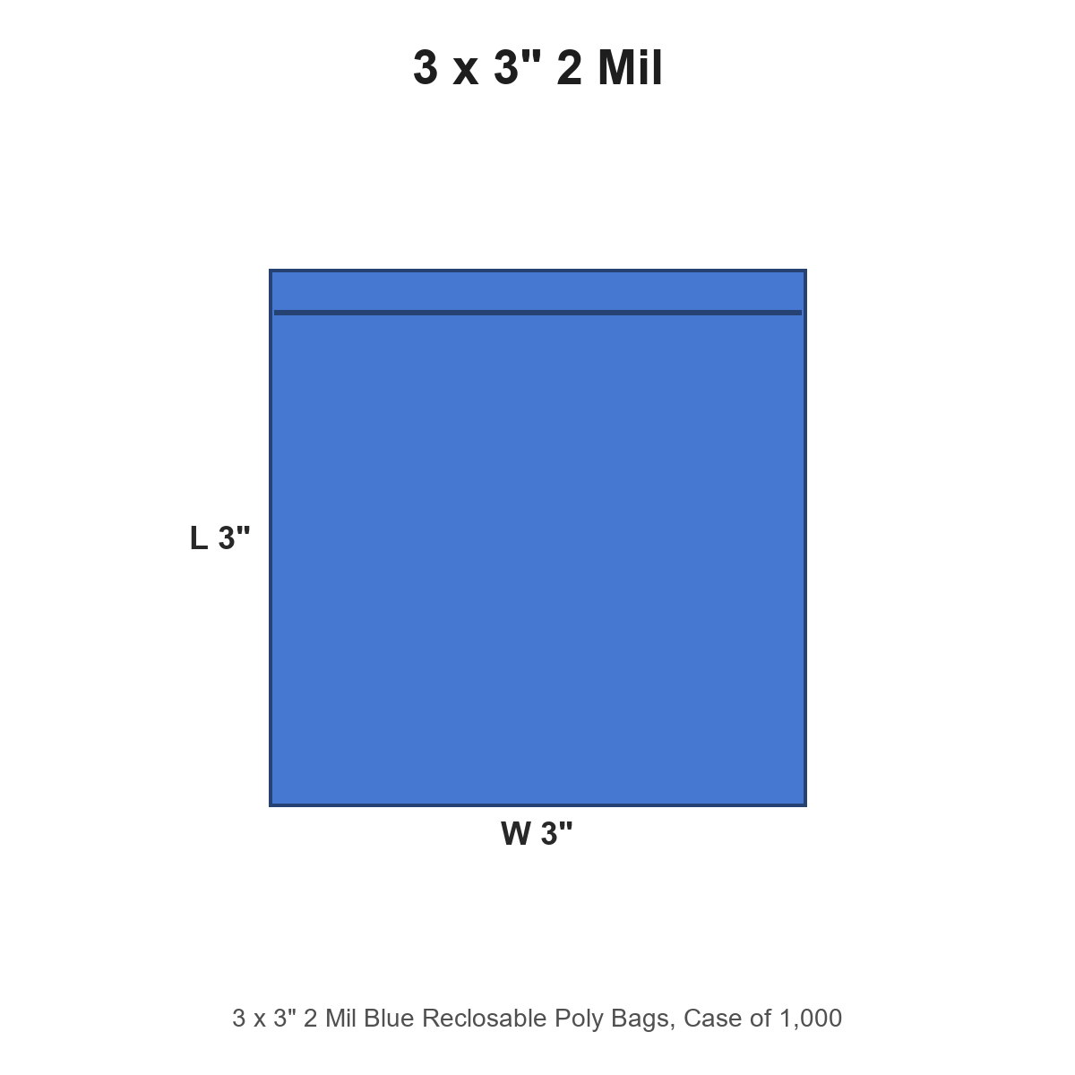 3 x 3" 2 Mil Blue Reclosable Poly Bags