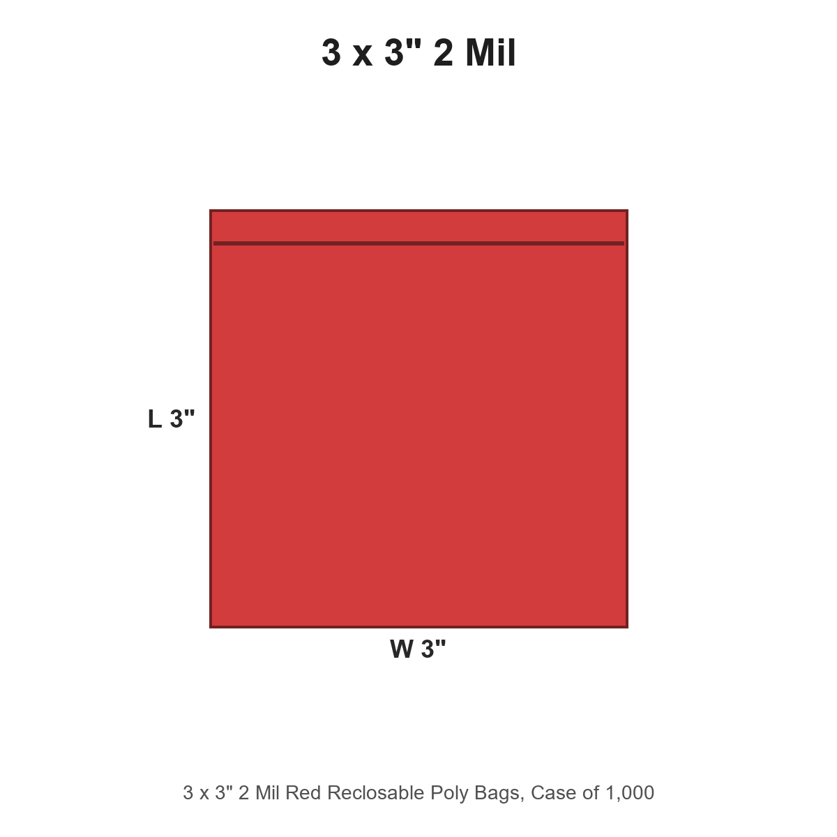 3 x 3" 2 Mil Red Reclosable Poly Bags