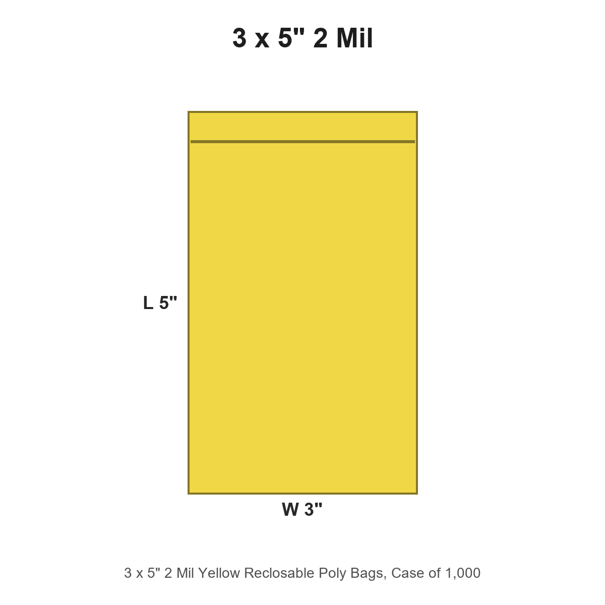 3 x 5" 2 Mil Yellow Reclosable Poly Bags