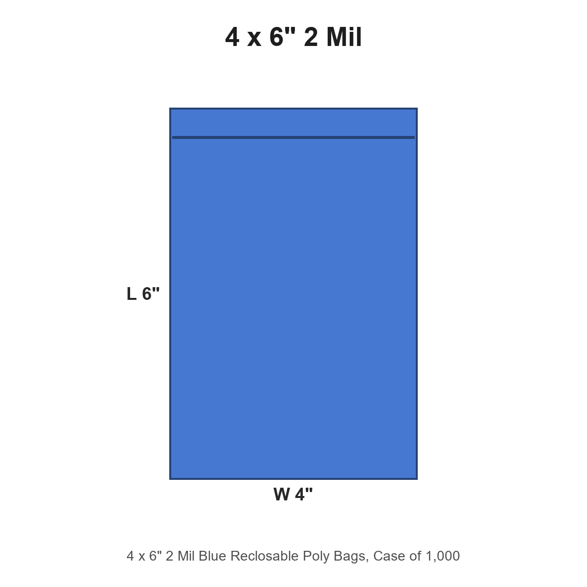 4 x 6" 2 Mil Blue Reclosable Poly Bags