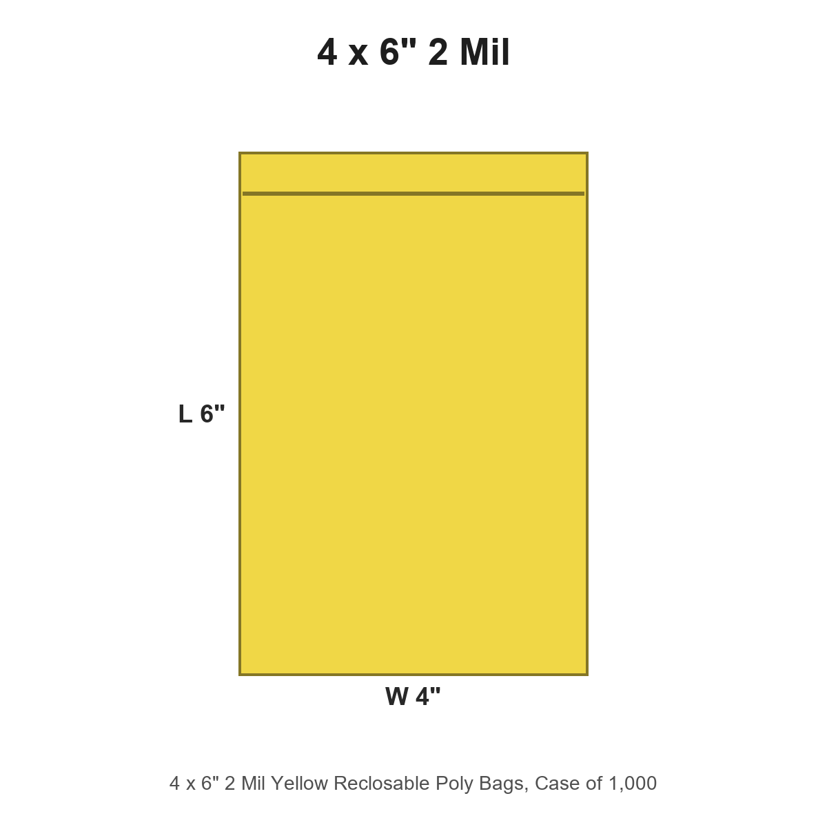 4 x 6" 2 Mil Yellow Reclosable Poly Bags