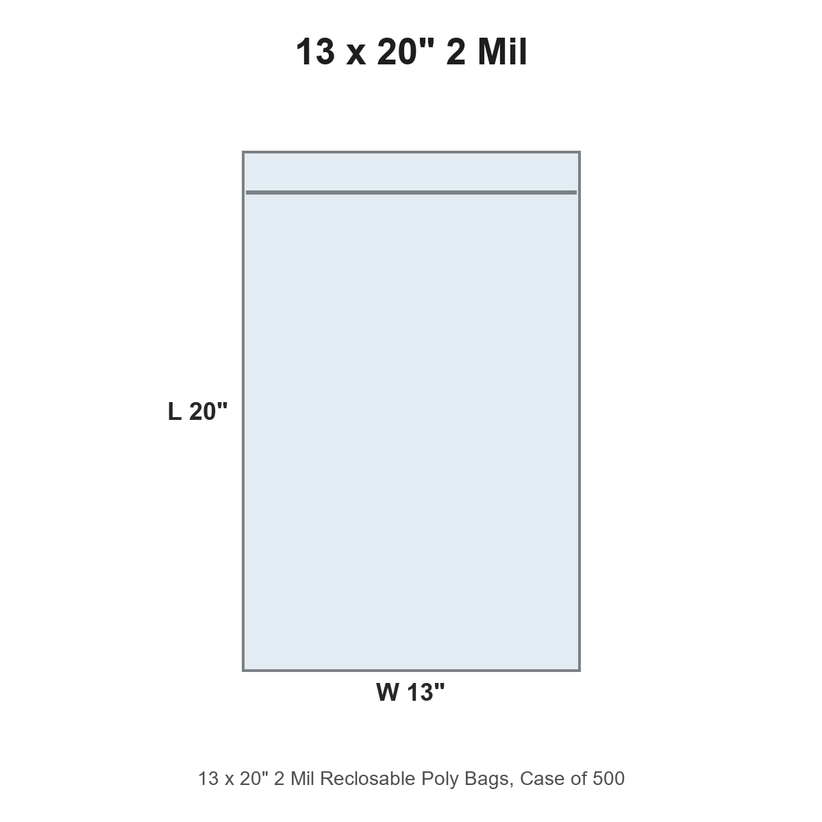 13 x 20" 2 Mil Reclosable Poly Bags