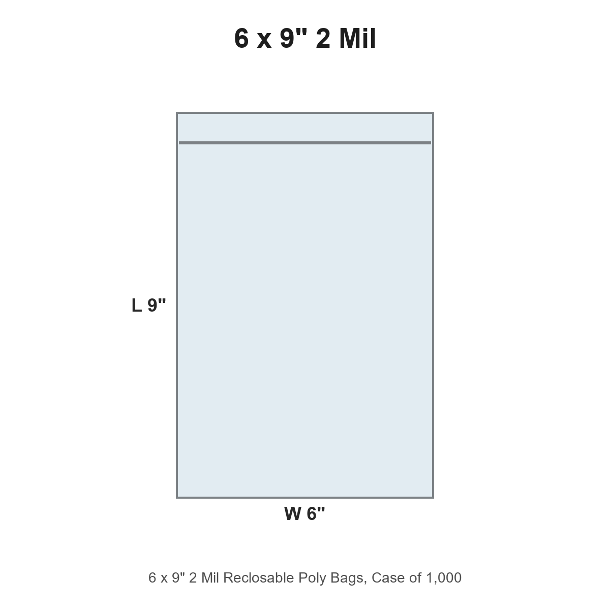 6 x 9" 2 Mil Reclosable Poly Bags