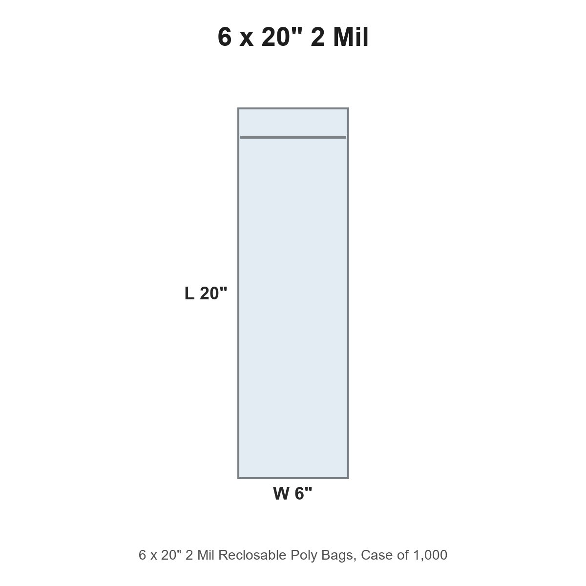 6 x 20" 2 Mil Reclosable Poly Bags