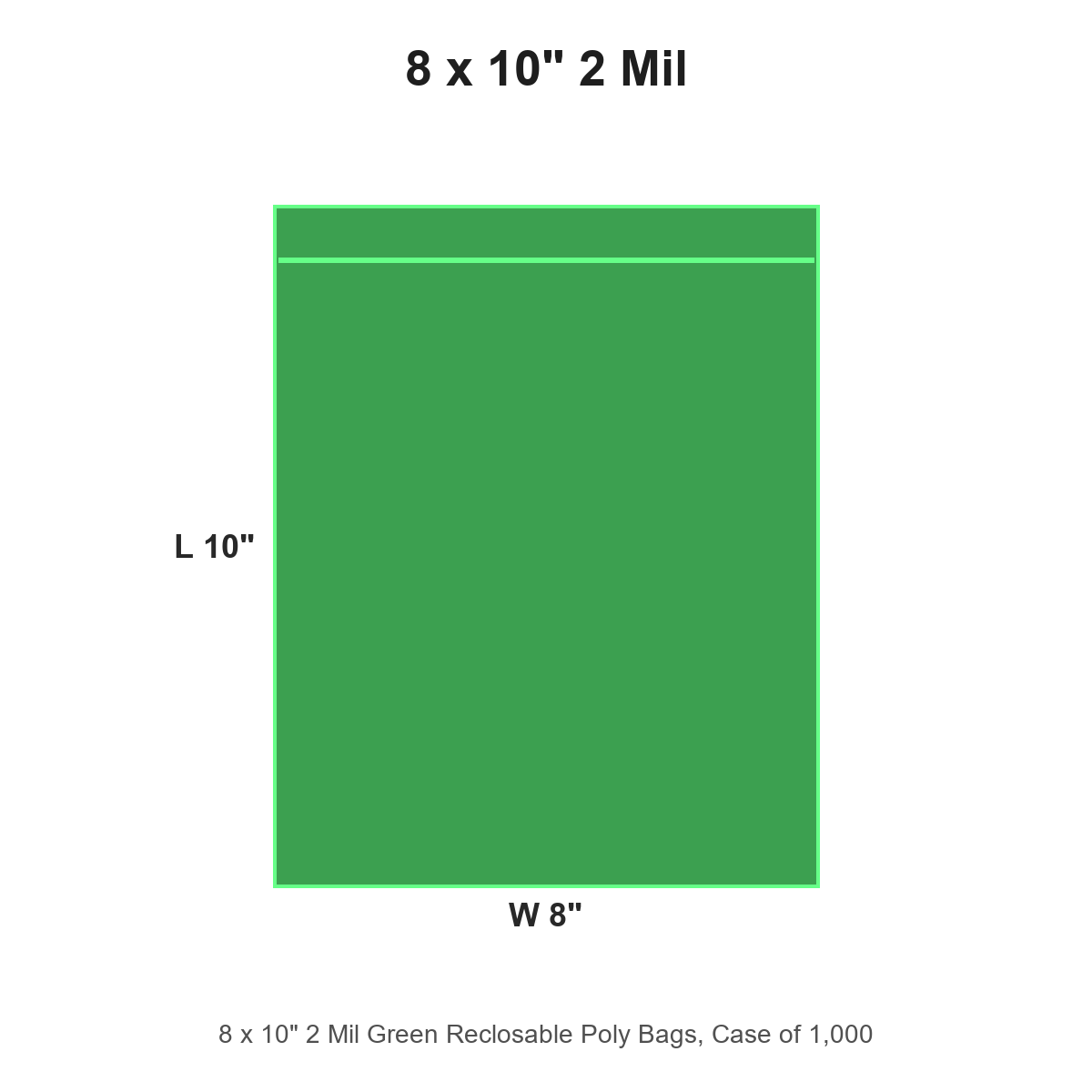 8 x 10" 2 Mil Green Reclosable Poly Bags