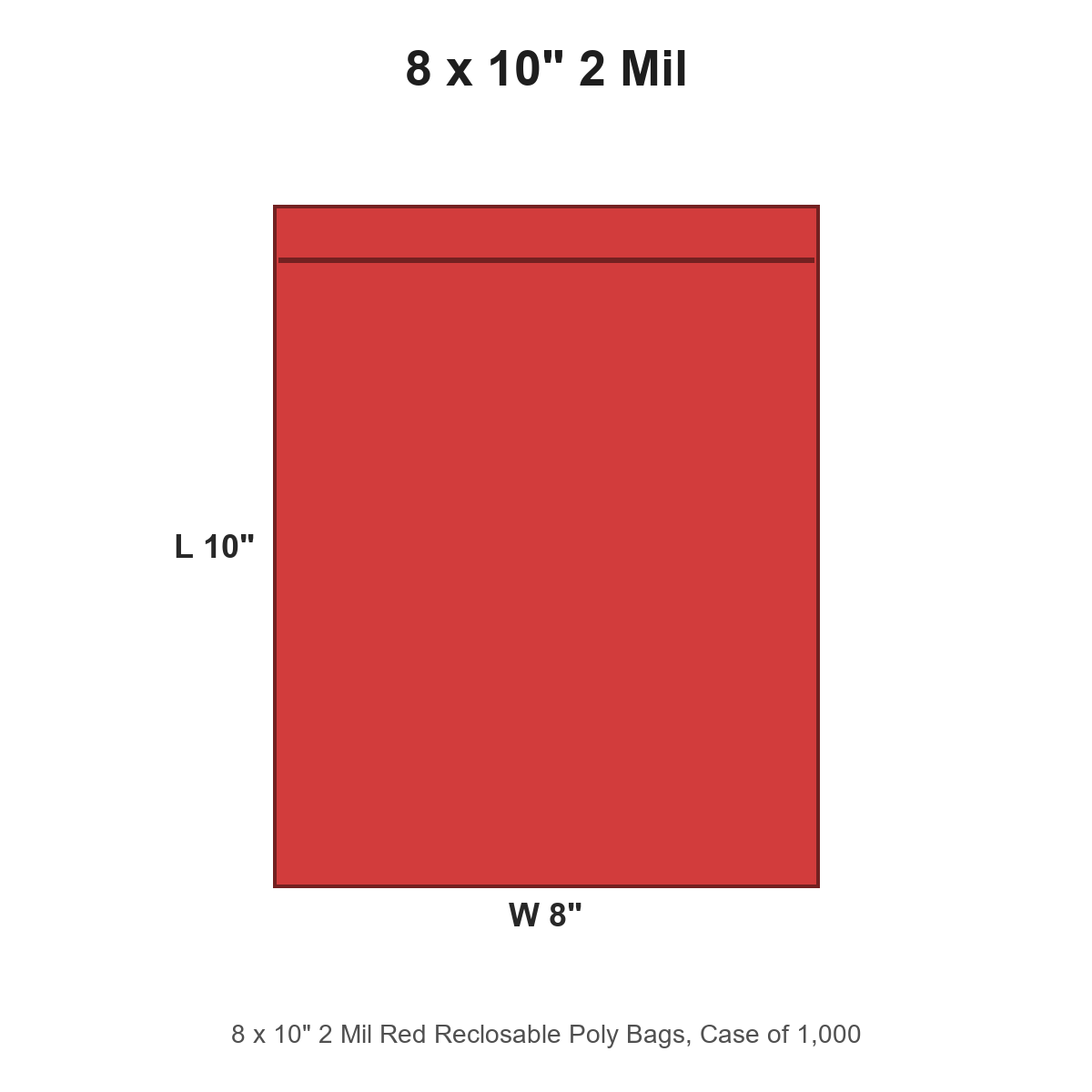 8 x 10" 2 Mil Red Reclosable Poly Bags