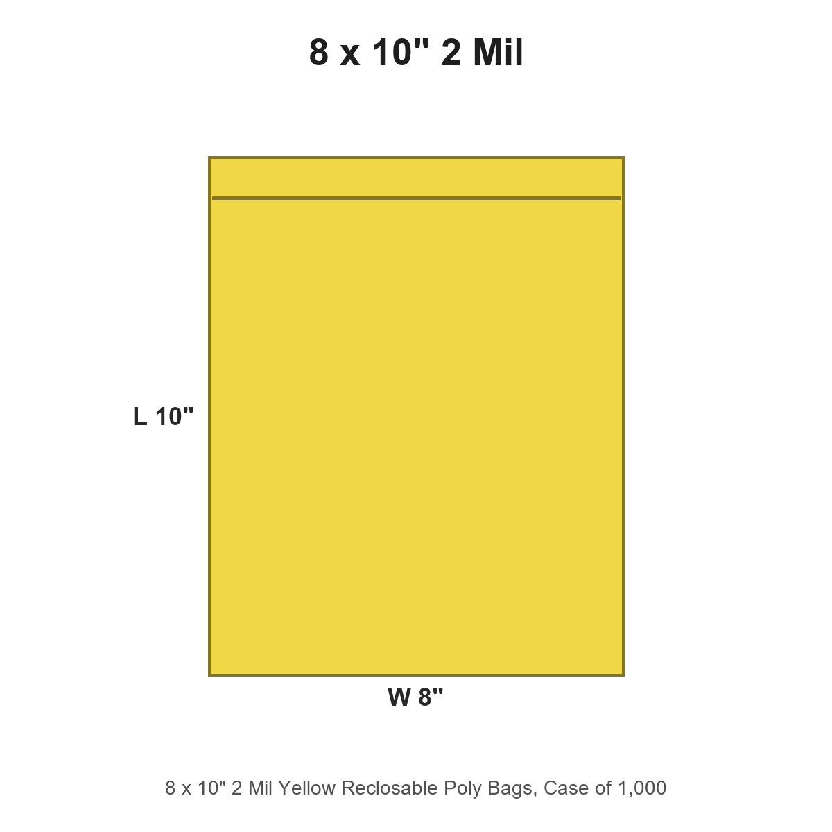8 x 10" 2 Mil Yellow Reclosable Poly Bags