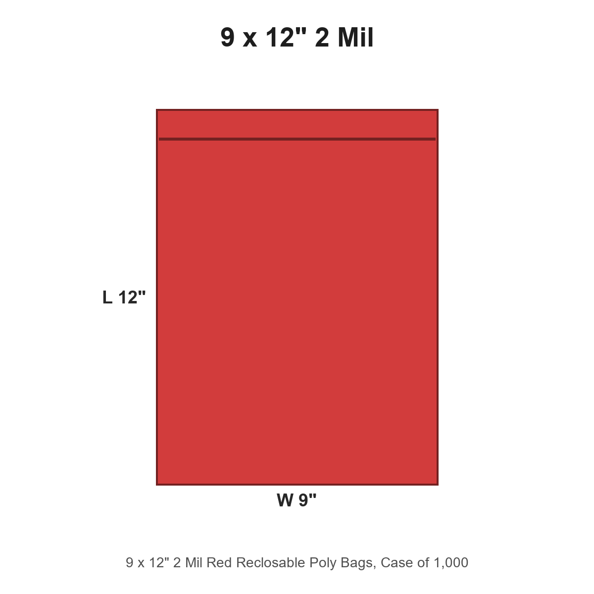 9 x 12" 2 Mil Red Reclosable Poly Bags
