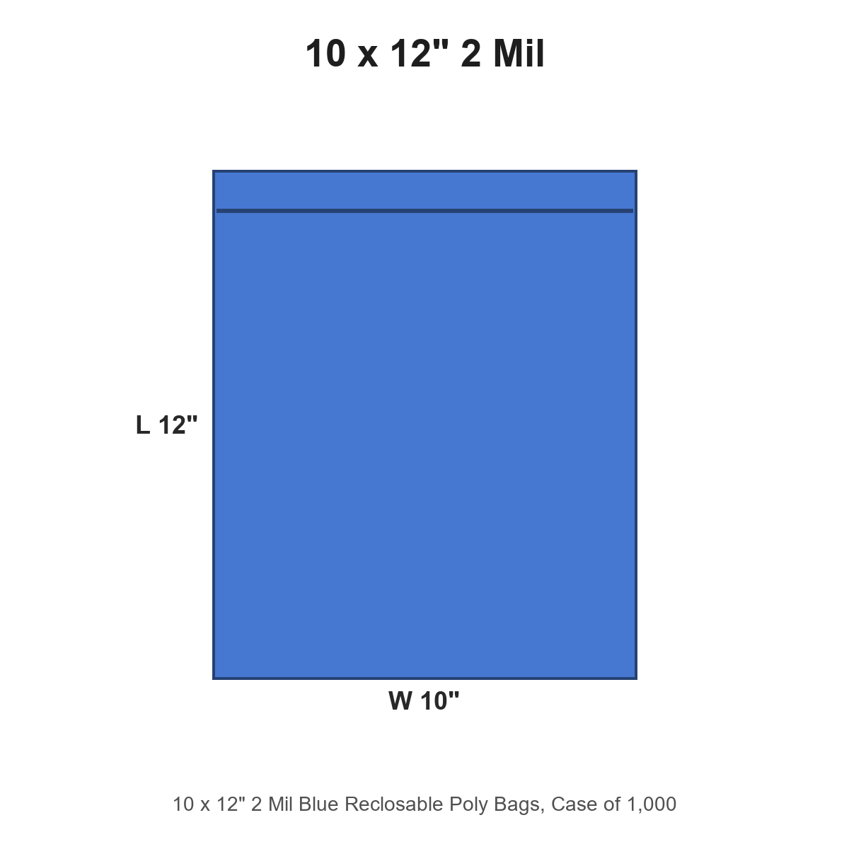 10 x 12" 2 Mil Blue Reclosable Poly Bags