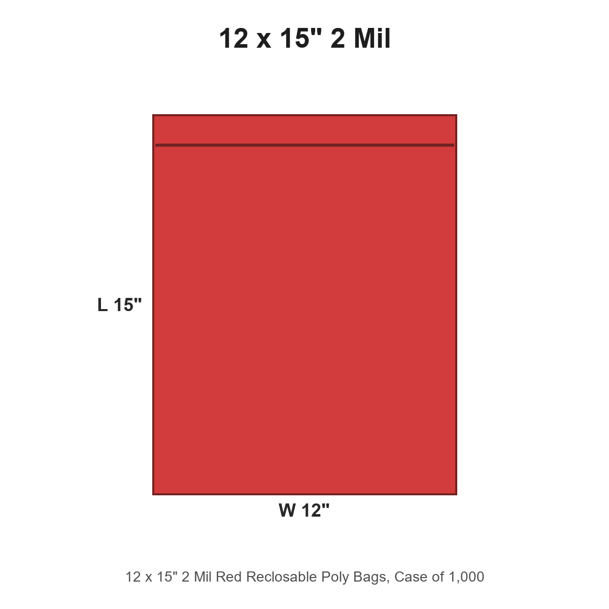 12 x 15" 2 Mil Red Reclosable Poly Bags