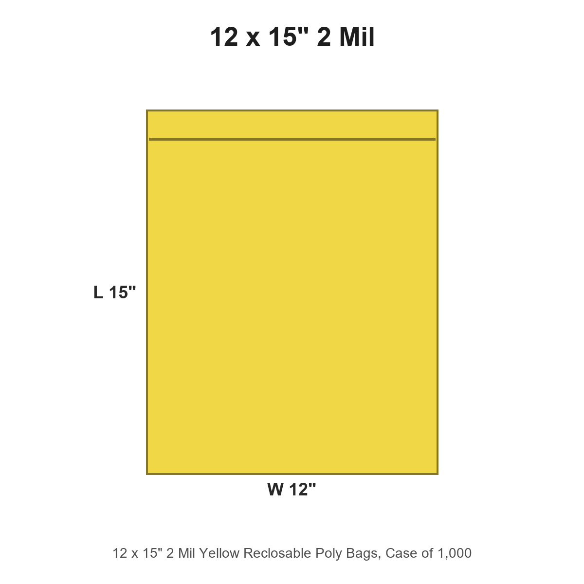 12 x 15" 2 Mil Yellow Reclosable Poly Bags
