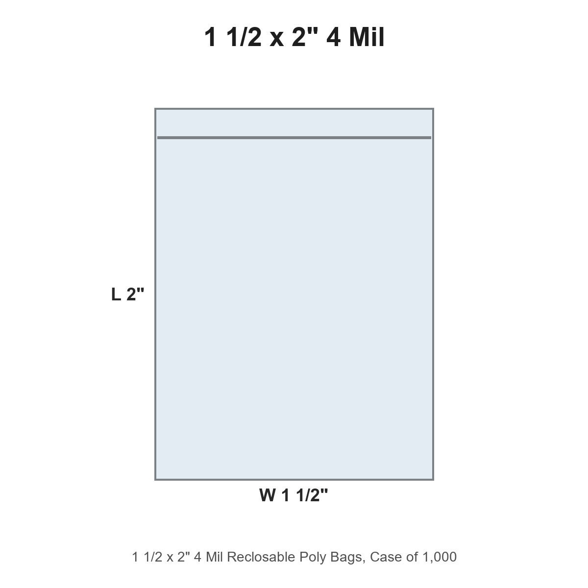 1 1/2 x 2" 4 Mil Reclosable Poly Bags
