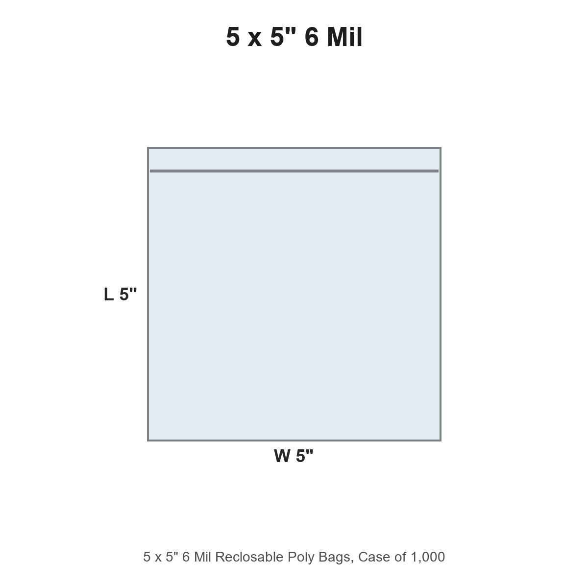 5 x 5" 6 Mil Reclosable Poly Bags