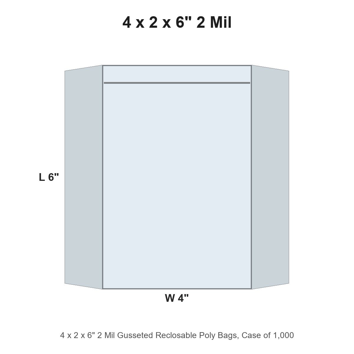 4 x 2 x 6" 2 Mil Gusseted Reclosable Poly Bags