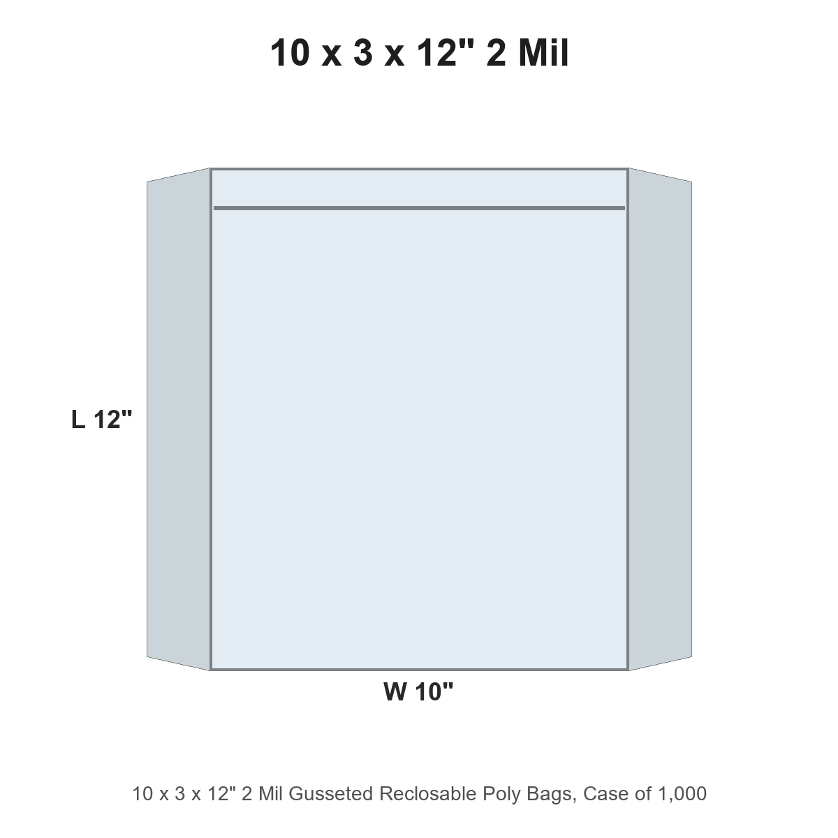 10 x 3 x 12" 2 Mil Gusseted Reclosable Poly Bags