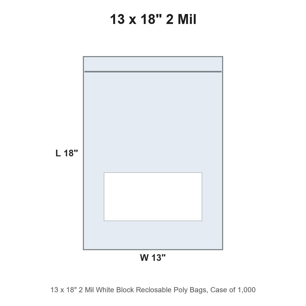 13 x 18" 2 Mil White Block Reclosable Poly Bags