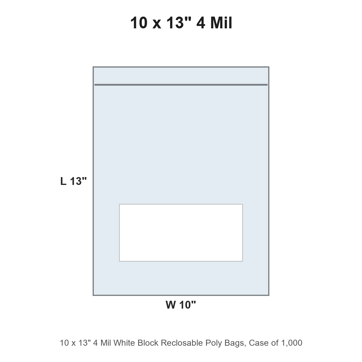 10 x 13" 4 Mil White Block Reclosable Poly Bags