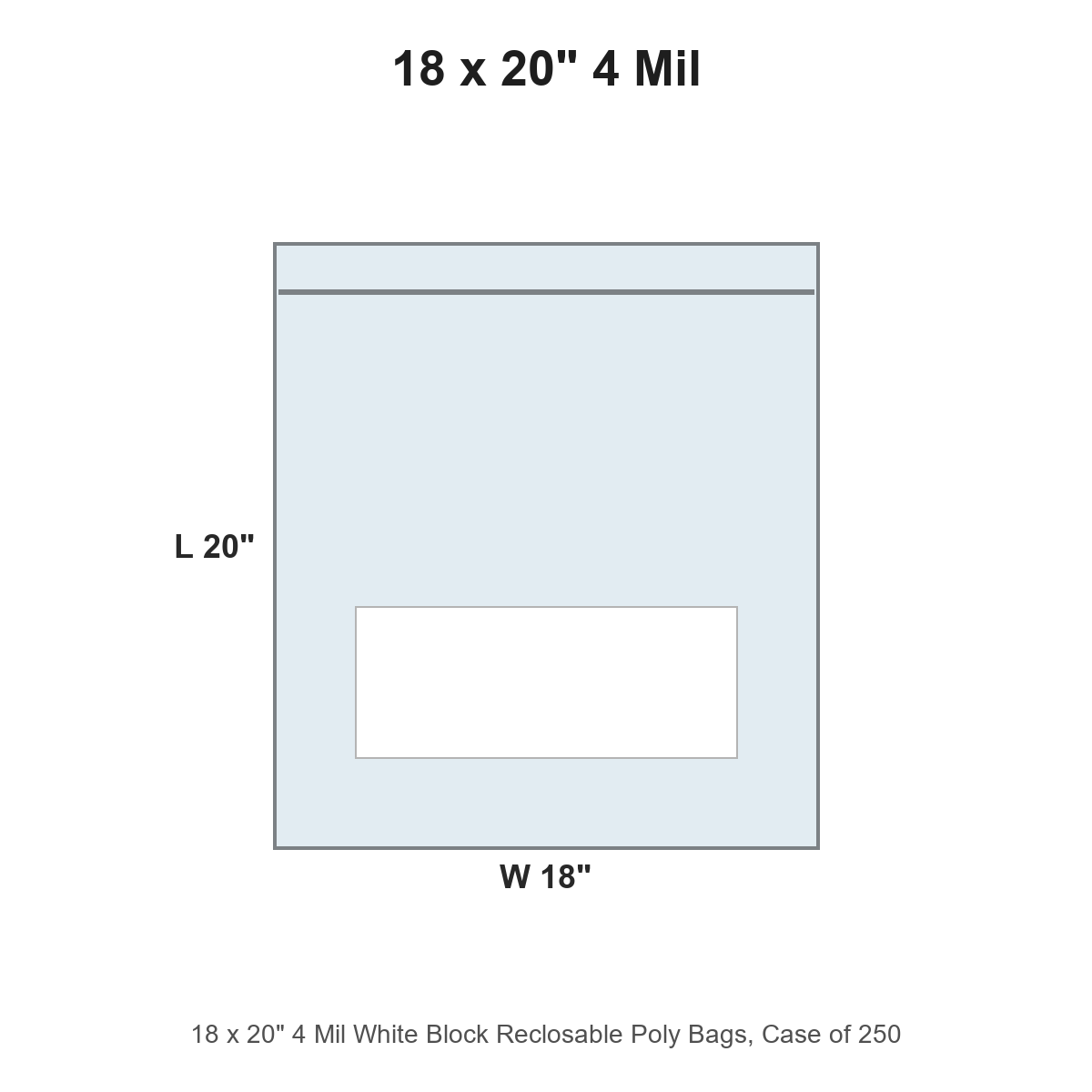 18 x 20" 4 Mil White Block Reclosable Poly Bags