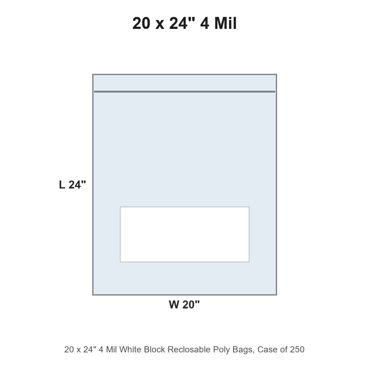 20 x 24" 4 Mil White Block Reclosable Poly Bags