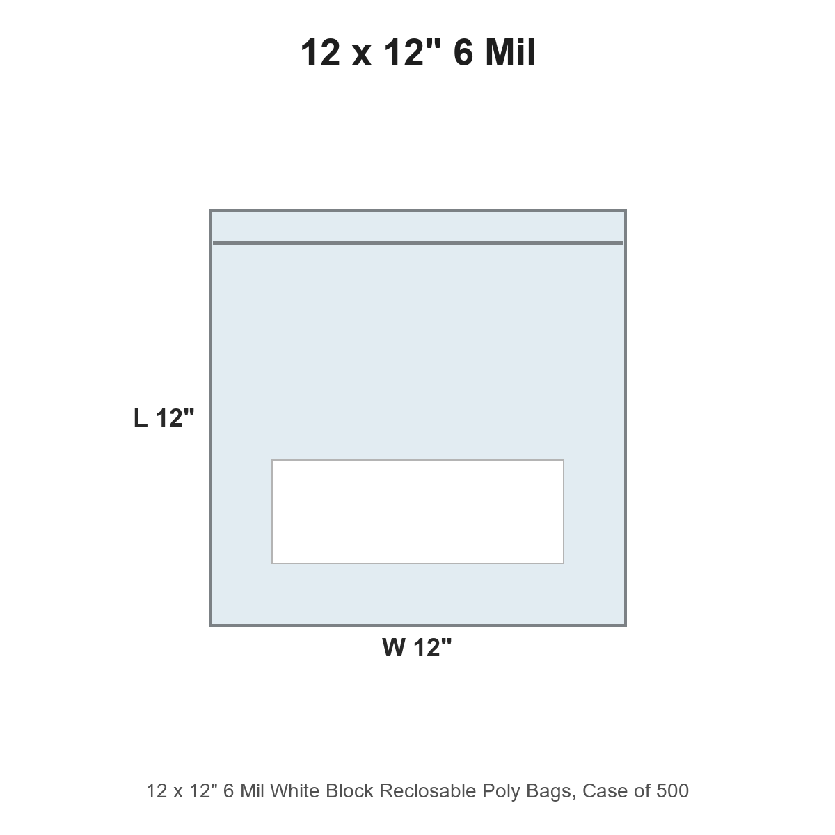 12 x 12" 6 Mil White Block Reclosable Poly Bags