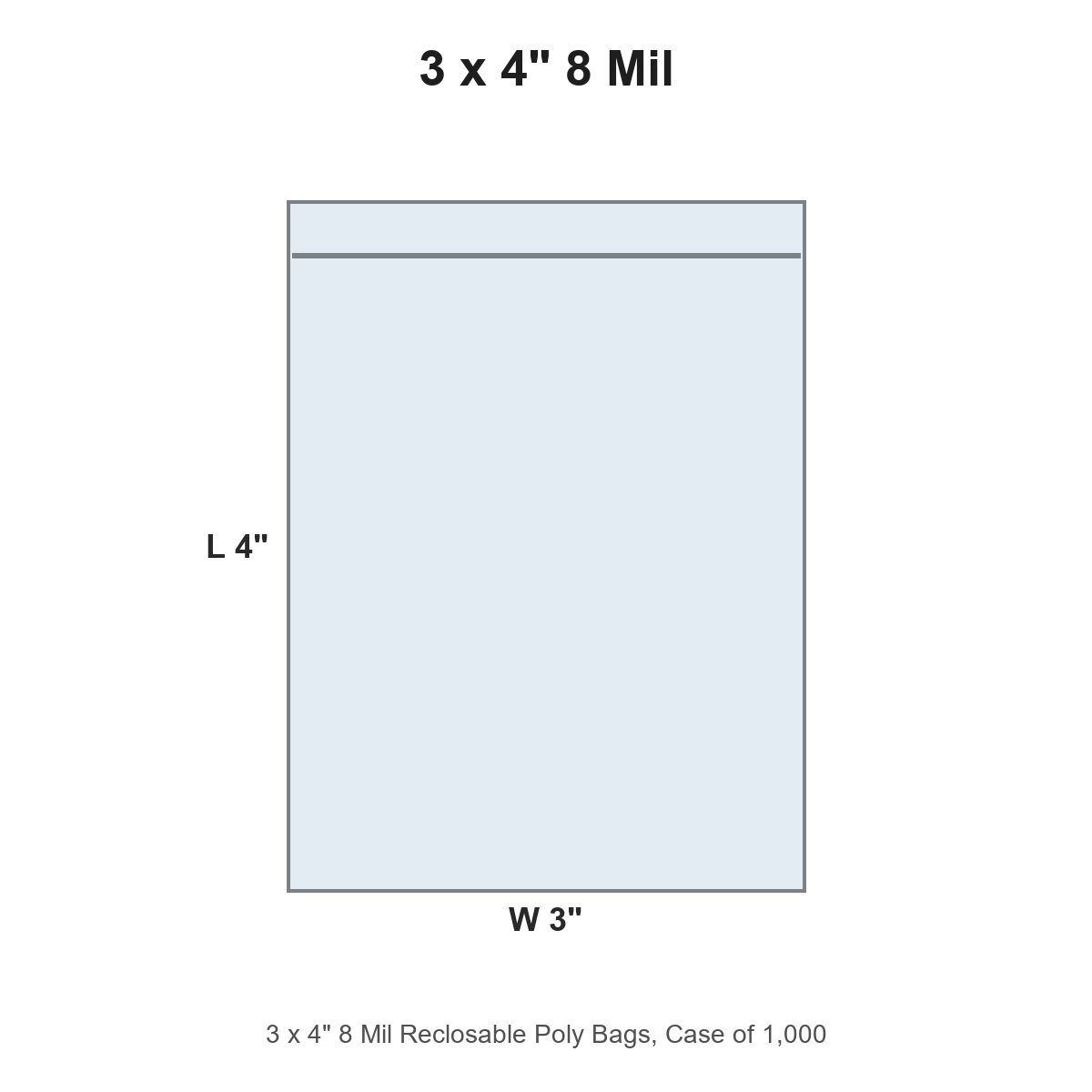 3 x 4" 8 Mil Reclosable Poly Bags