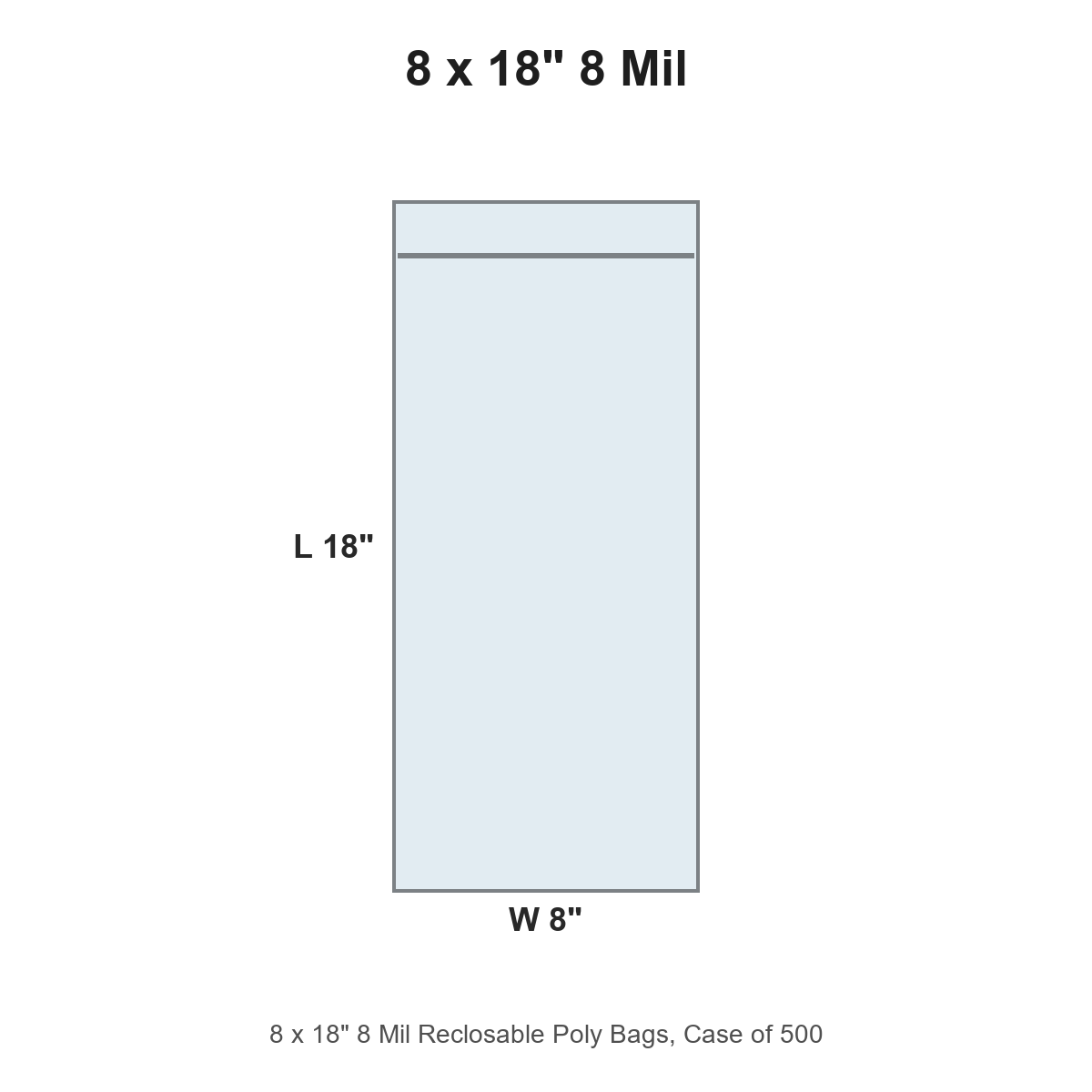 8 x 18" 8 Mil Reclosable Poly Bags