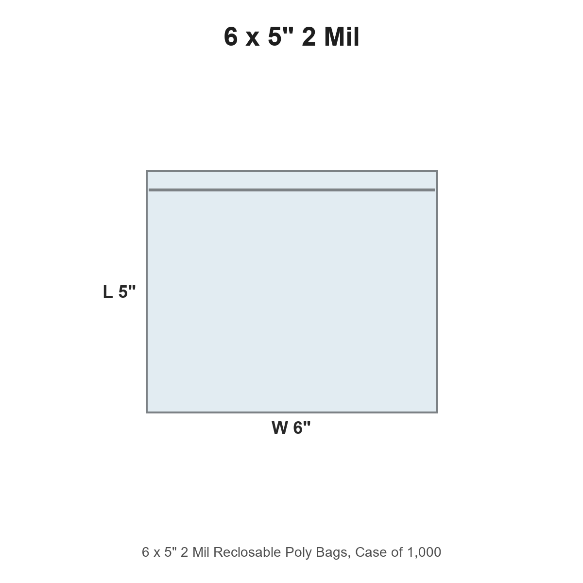 6 x 5" 2 Mil Reclosable Poly Bags