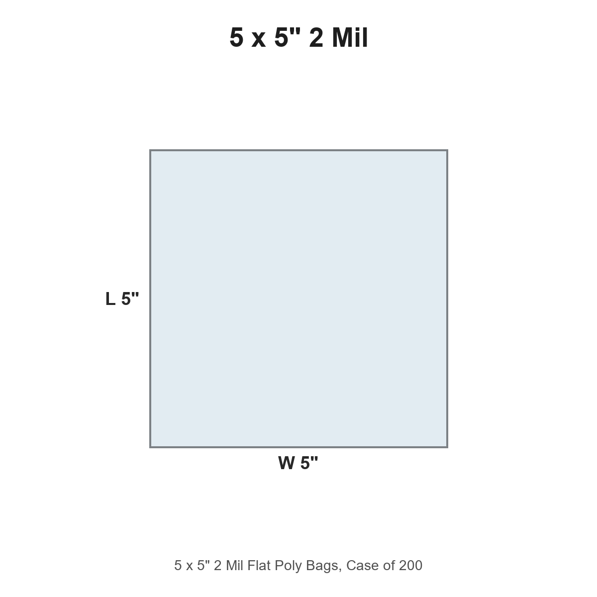 5 x 5" 2 Mil Flat Poly Bags