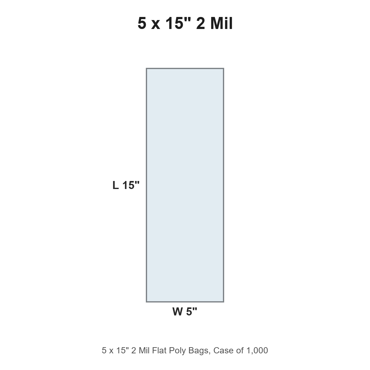 5 x 15" 2 Mil Flat Poly Bags