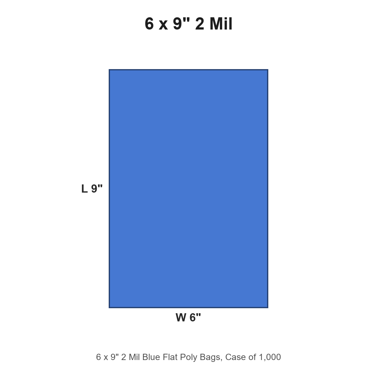 6 x 9" 2 Mil Blue Flat Poly Bags