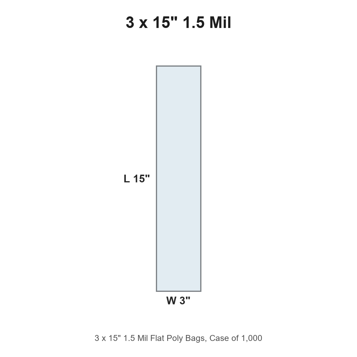 3 x 15" 1.5 Mil Flat Poly Bags