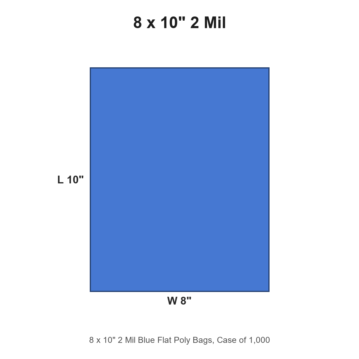 8 x 10" 2 Mil Blue Flat Poly Bags