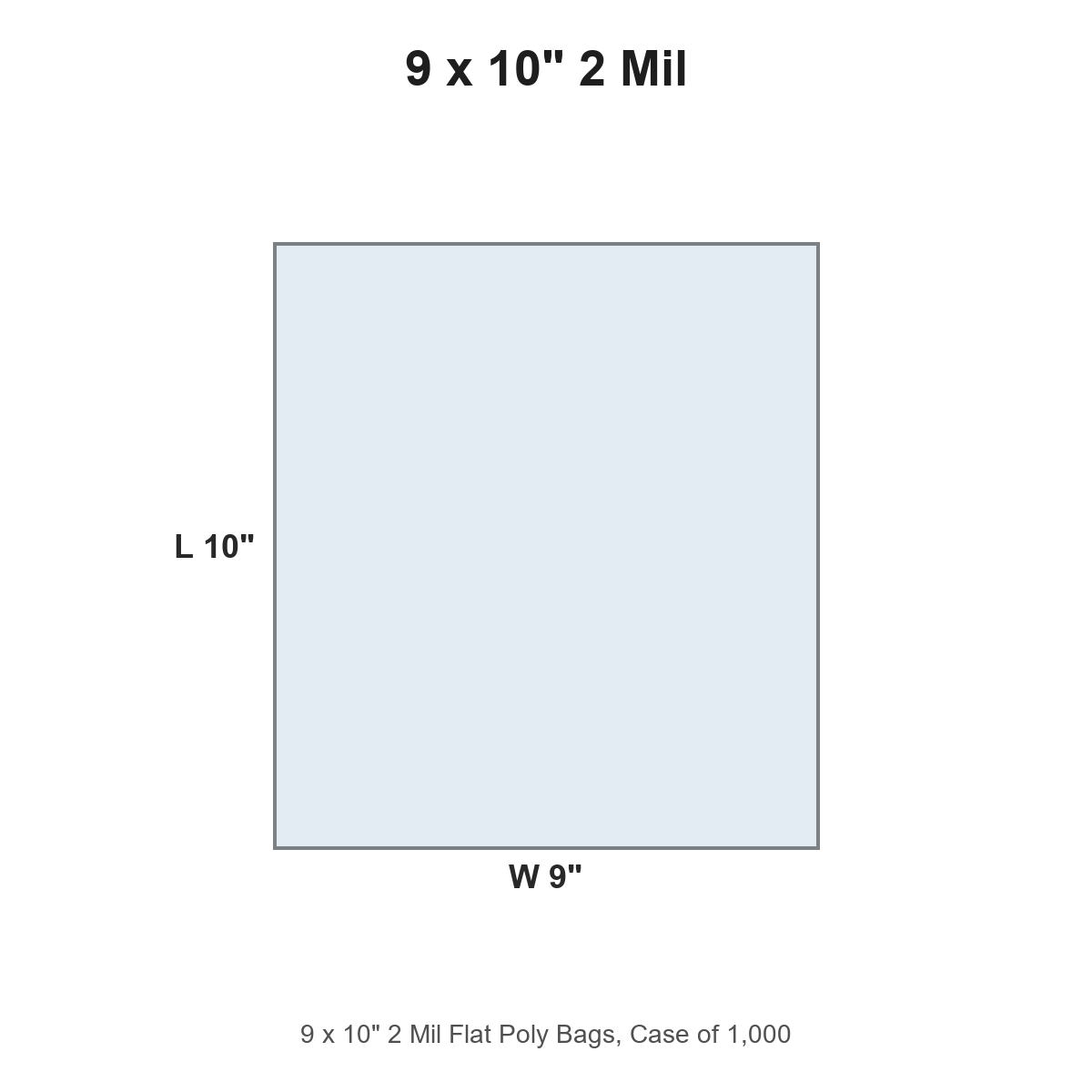 9 x 10" 2 Mil Flat Poly Bags