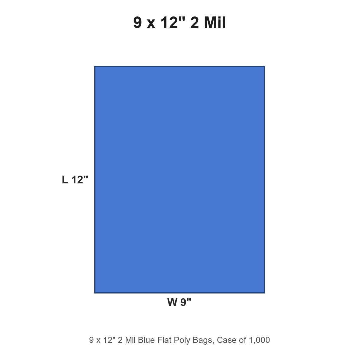 9 x 12" 2 Mil Blue Flat Poly Bags