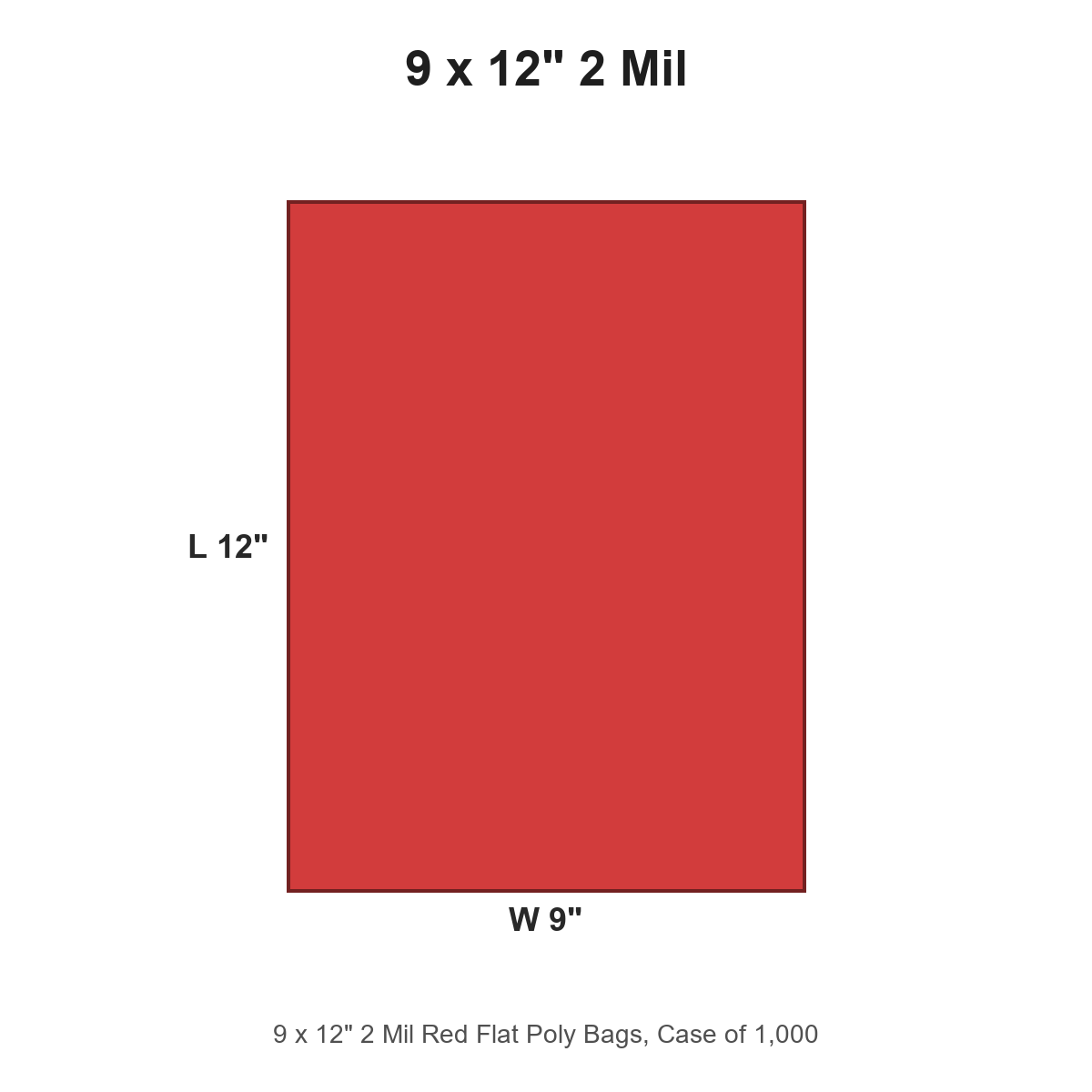 9 x 12" 2 Mil Red Flat Poly Bags
