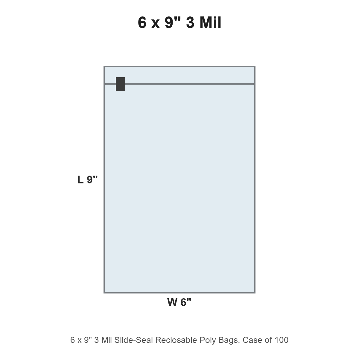 6 x 9" 3 Mil Slide-Seal Reclosable Poly Bags