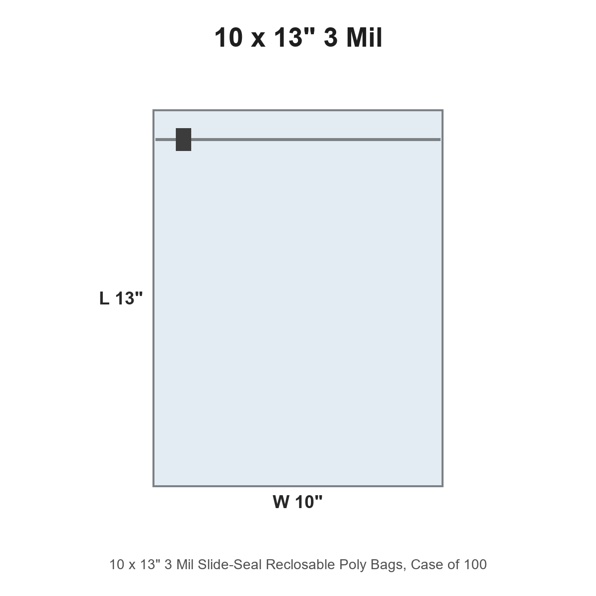 10 x 13" 3 Mil Slide-Seal Reclosable Poly Bags