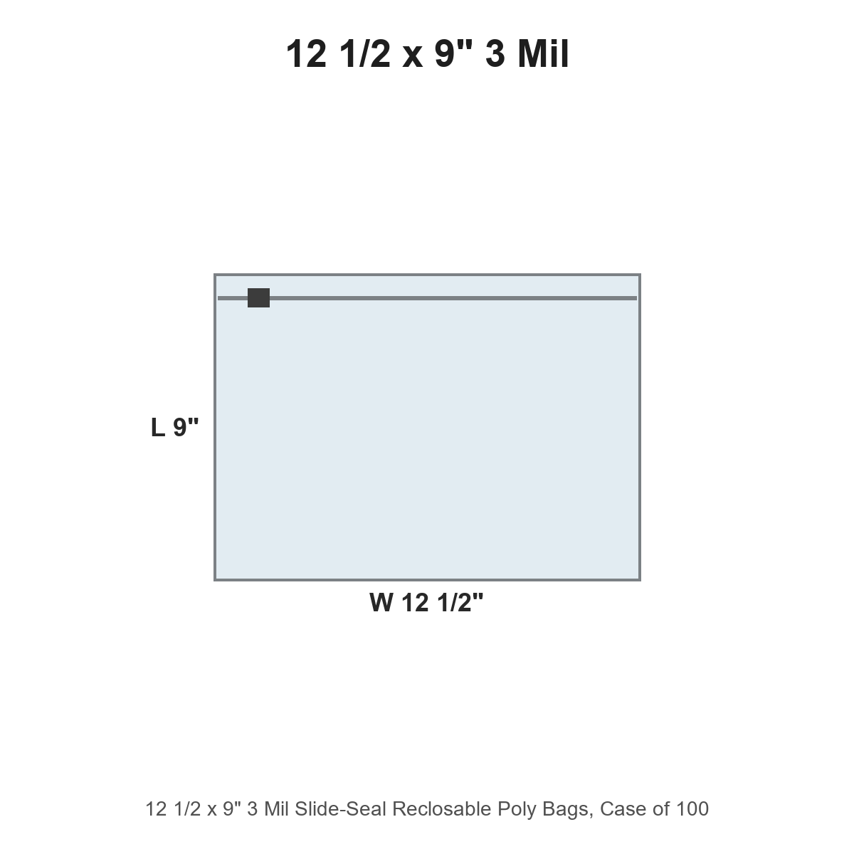12 1/2 x 9" 3 Mil Slide-Seal Reclosable Poly Bags