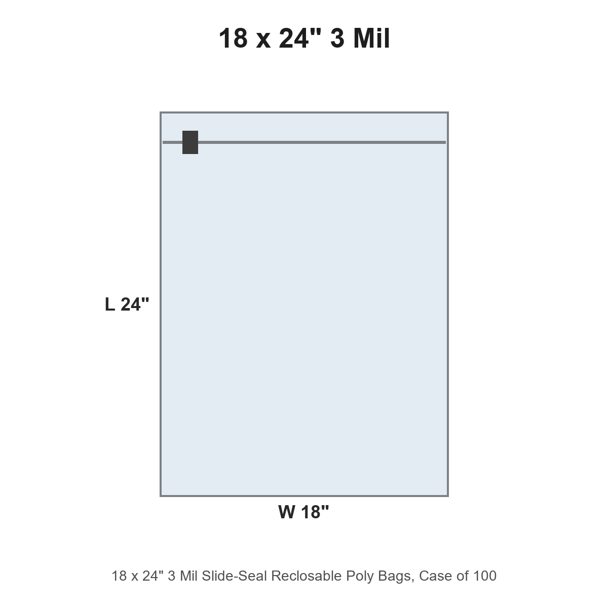 18 x 24" 3 Mil Slide-Seal Reclosable Poly Bags