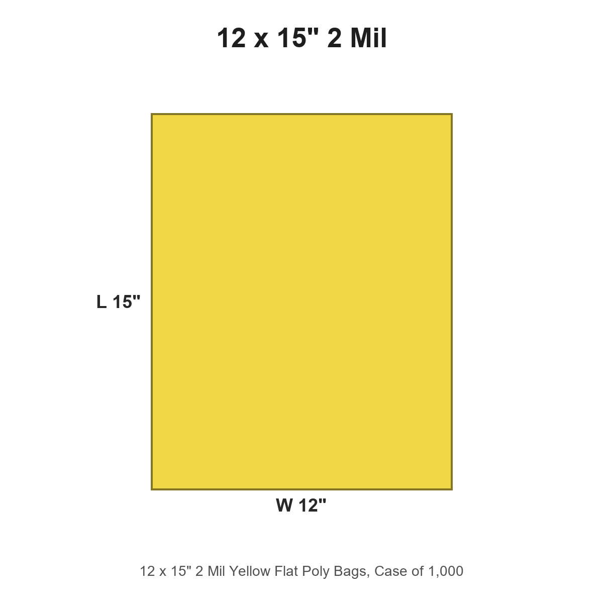 12 x 15" 2 Mil Yellow Flat Poly Bags