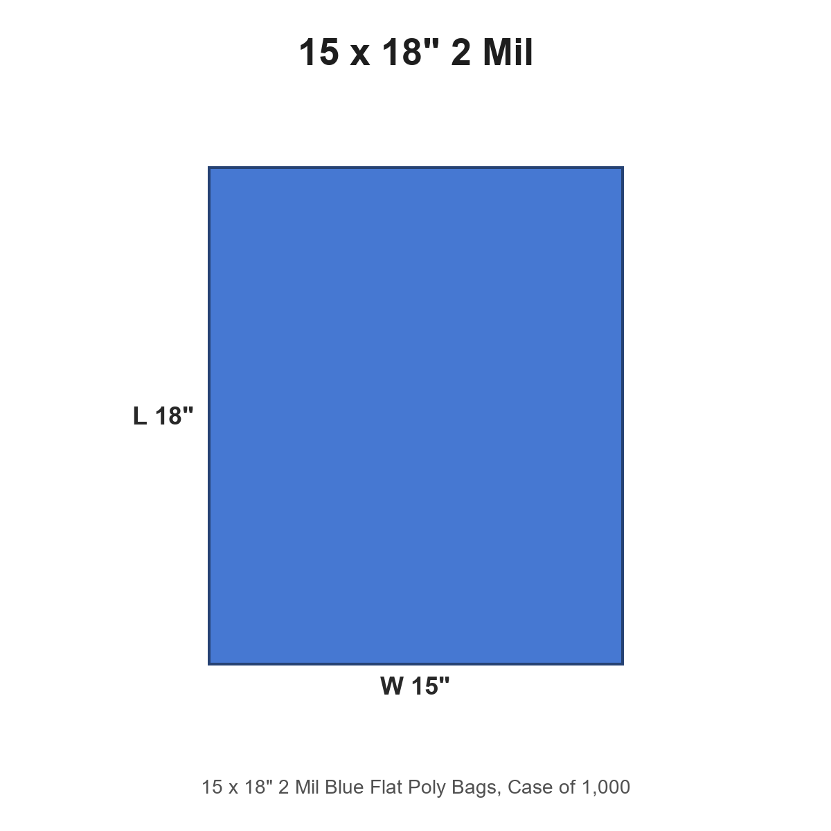 15 x 18" 2 Mil Blue Flat Poly Bags