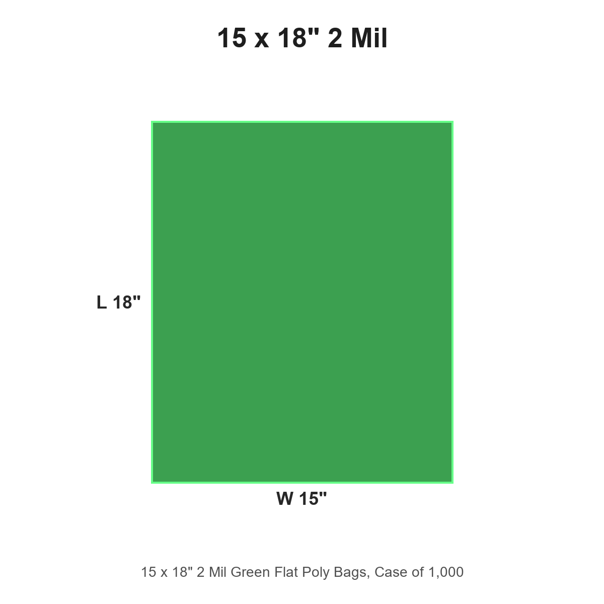 15 x 18" 2 Mil Green Flat Poly Bags