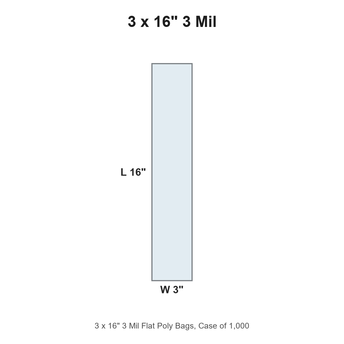 3 x 16" 3 Mil Flat Poly Bags