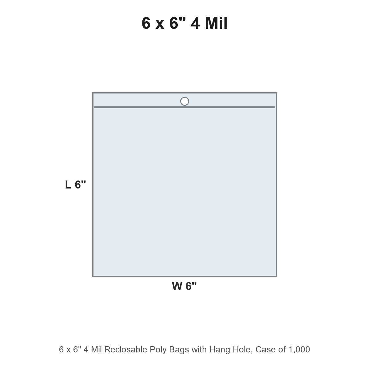 6 x 6" 4 Mil Reclosable Poly Bags with Hang Hole
