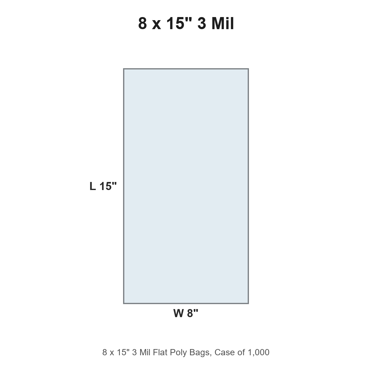 8 x 15" 3 Mil Flat Poly Bags